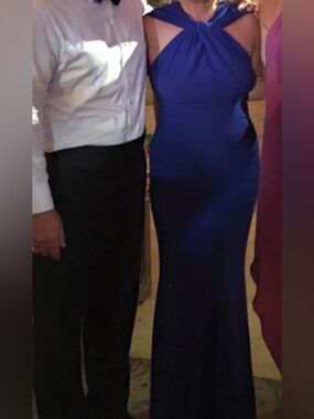 Talbot Runhof Beautiful Blue Satin Long Dress